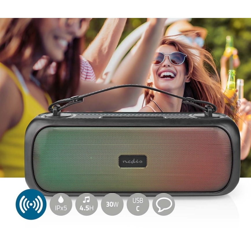 Boxă portabilă LED RGB cu încărcare, 45W/3000 mAh, IPX5