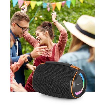 Boxă reîncărcabilă cu LED, 40W/1200 mAh, IPX4, neagră