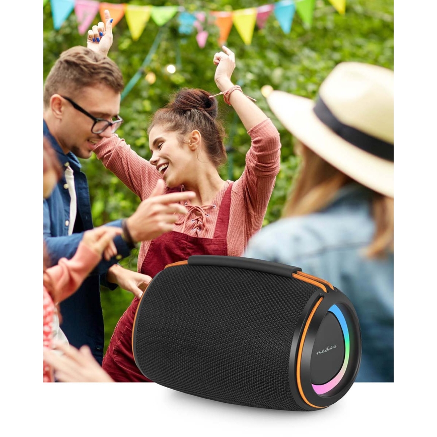 Boxă reîncărcabilă cu LED, 40W/1200 mAh, IPX4, neagră