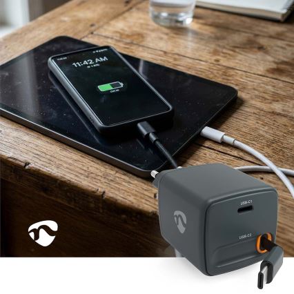 Încărcător cu cablu retractabil Power Delivery 65W, 2 x USB-C, negru