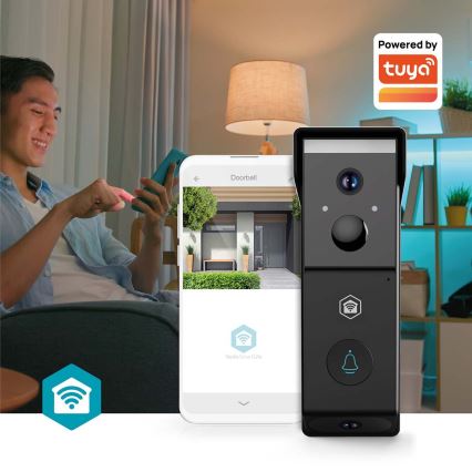 Sonerie video SmartLife cu senzor de mișcare, 4400 mAh, 2x Full HD 1080p, IP54, Wi-Fi, Tuya