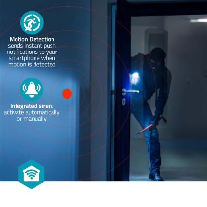 Cameră de supraveghere inteligentă Smartlife, 3 MP, Full HD 1296p, Wi‑Fi, Tuya, 5V