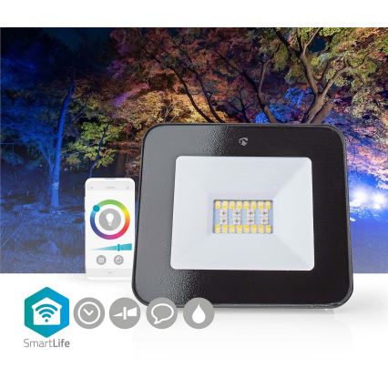 Proiector LED RGBW dimabil cu priză SmartLife, 20W/230V, Wi-Fi, IP65, 2700-6500K