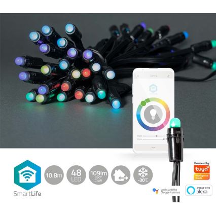 Șir luminos LED RGB exterior pentru Crăciun 48xLED 13,8m IP65 Wi-Fi Tuya