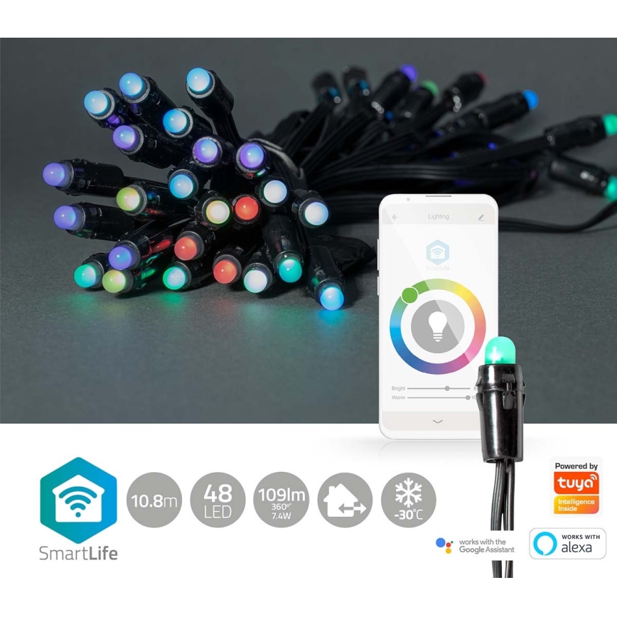 Șir luminos LED RGB exterior pentru Crăciun 48xLED 13,8m IP65 Wi-Fi Tuya