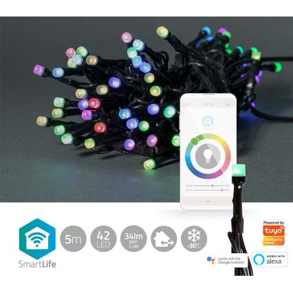 Ghirlandă LED RGB pentru exterior, 42 LED, 8 funcții, 8 m, IP65, Wi-Fi Tuya