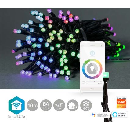 Șir luminos LED RGB exterior pentru Crăciun 84xLED/8 funcții 13m IP65 Wi-Fi Tuya