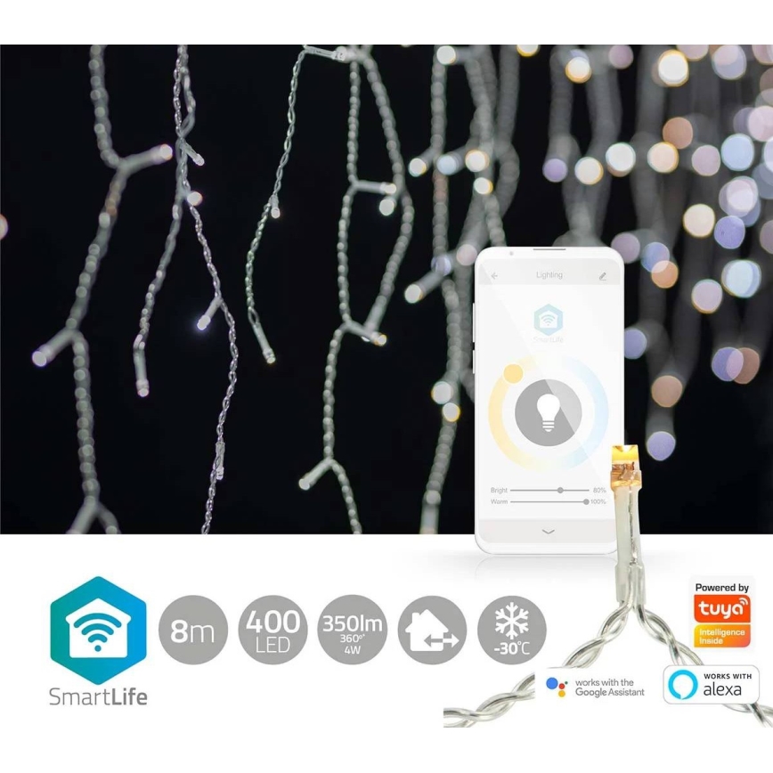 Perdea LED reglabilă de exterior pentru Crăciun 400xLED/11 funcții 11 m IP65 Wi-Fi Tuya