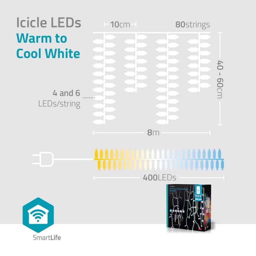 Perdea LED reglabilă de exterior pentru Crăciun 400xLED/11 funcții 11 m IP65 Wi-Fi Tuya