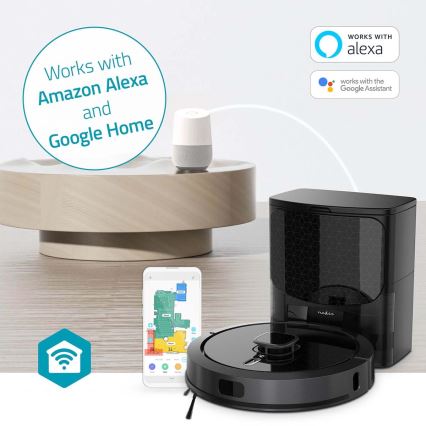 Aspirator robot inteligent cu mop SmartLife 5200 mAh Wi-Fi Tuya negru + telecomandă