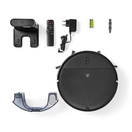 Aspirator robot inteligent cu mop 28W/2500 mAh Wi-Fi negru + telecomandă