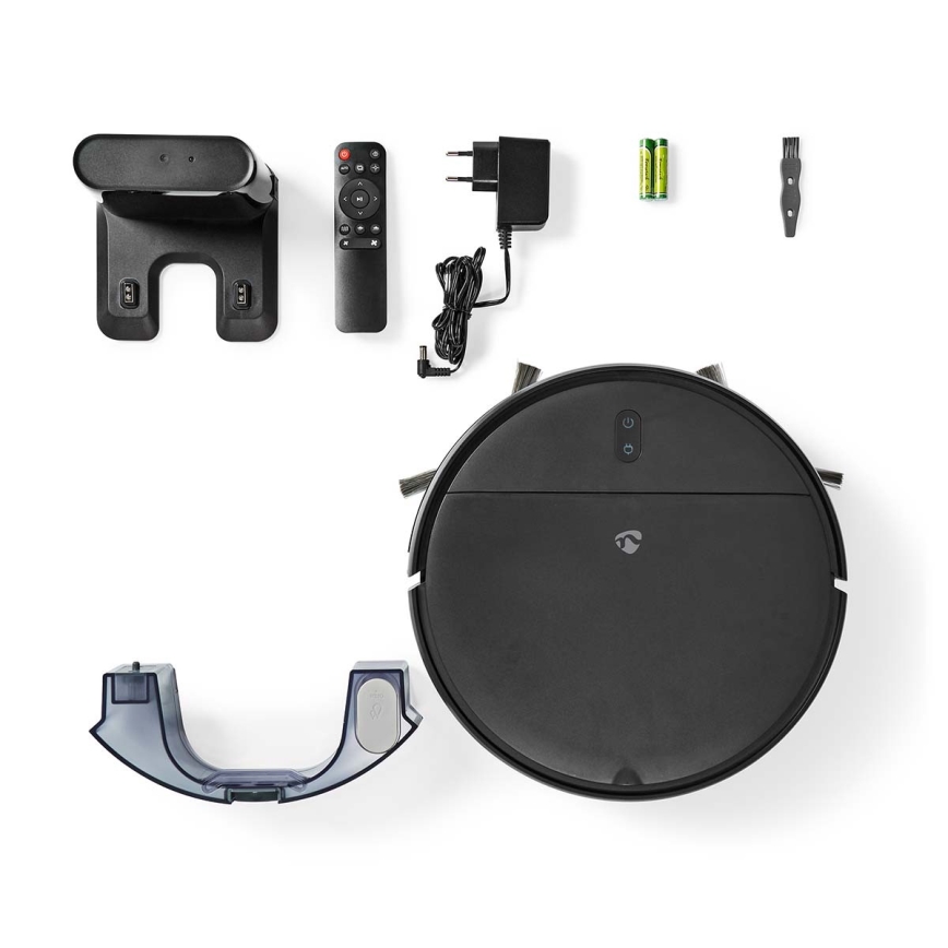 Aspirator robot inteligent cu mop 28W/2500 mAh Wi-Fi negru + telecomandă