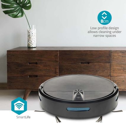 Aspirator robot inteligent SmartLife cu mop, 2600 mAh, Wi‑Fi Tuya, negru + telecomandă