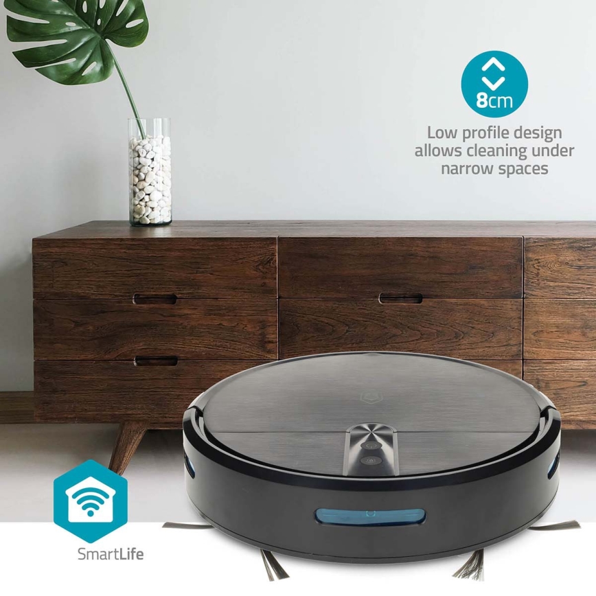 Aspirator robot inteligent SmartLife cu mop, 2600 mAh, Wi‑Fi Tuya, negru + telecomandă