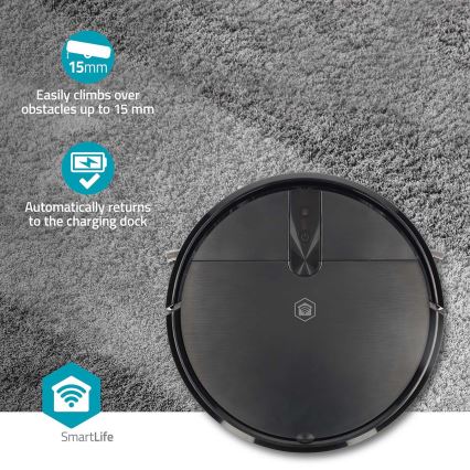 Aspirator robot inteligent SmartLife cu mop, 2600 mAh, Wi‑Fi Tuya, negru + telecomandă