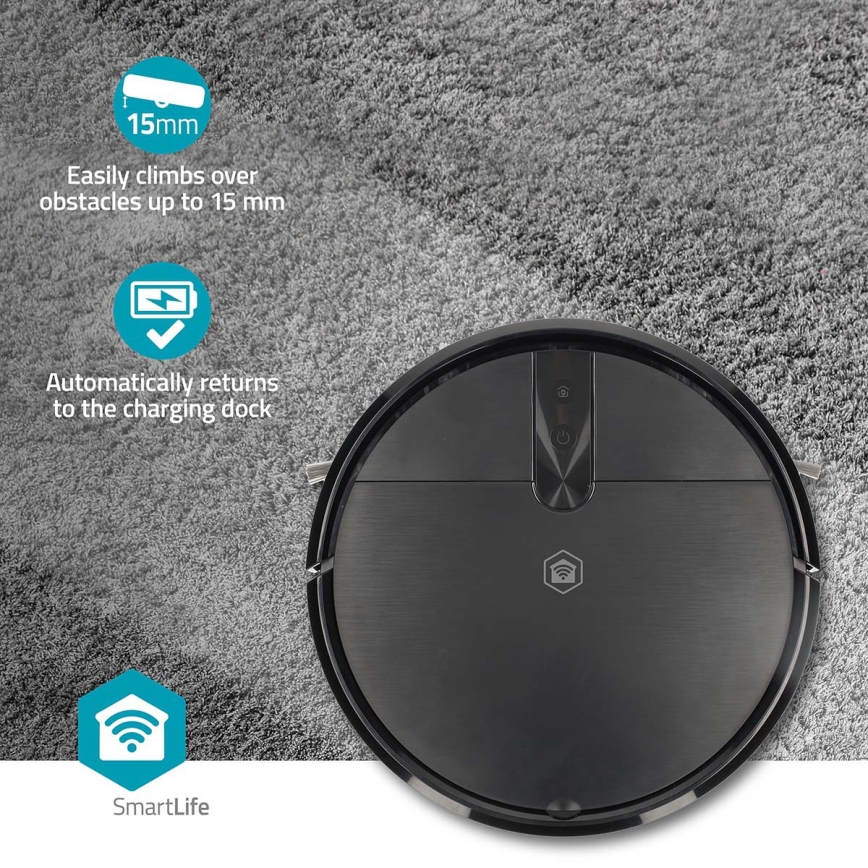 Aspirator robot inteligent SmartLife cu mop, 2600 mAh, Wi‑Fi Tuya, negru + telecomandă