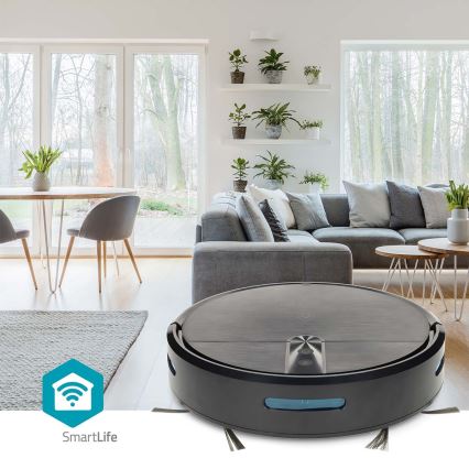 Aspirator robot inteligent SmartLife cu mop, 2600 mAh, Wi‑Fi Tuya, negru + telecomandă