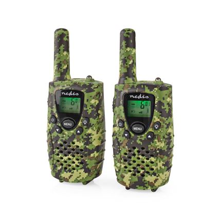 SET 2x Stație radio cu lumină LED, 3xAAA, rază de acțiune 8 km, camuflaj