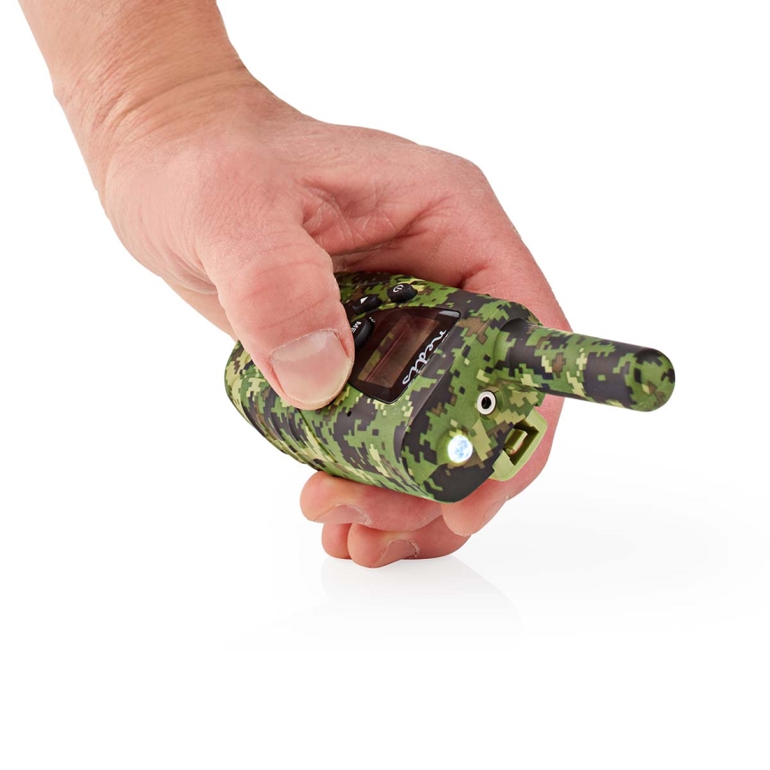 SET 2x Stație radio cu lumină LED, 3xAAA, rază de acțiune 8 km, camuflaj