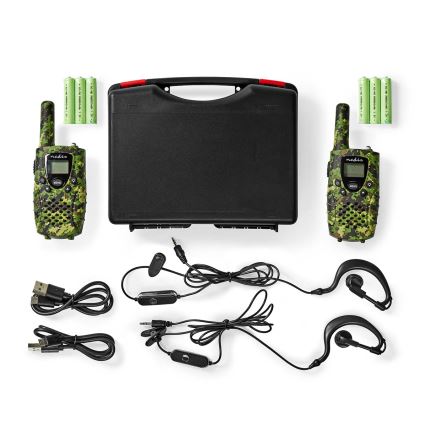 SET 2x Stație radio cu lumină LED, 3xAAA, rază de acțiune 8 km, camuflaj