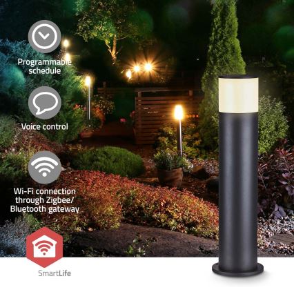 Lampă LED RGBW dimabilă de exterior SmartLife LED/10W/230V IP65 Wi‑Fi Tuya, neagră