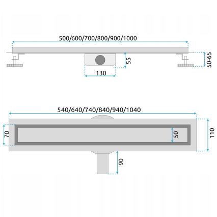 NEOX PRO - Canal de scurgere 100 cm, nichel (REA-G5811)