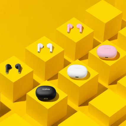 Niceboy Beans 4 - Căști wireless 300 mAh + 2x 35 mAh IPX4 alb