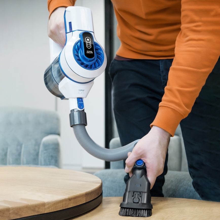 Niceboy ION Hurricane H5 - Aspirator vertical fără fir 2 în 1 150W/2200 mAh alb/albastru