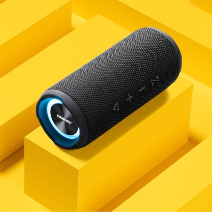 Niceboy Nexus - Boxă wireless LED cu microfon 26W/4000 mAh IPX6 negru