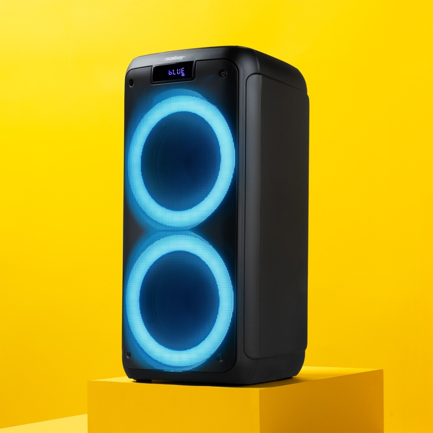 Niceboy PARTY Boss 2 - Boxă wireless LED cu microfon și funcție powerbank 200W/4500 mAh + telecomandă