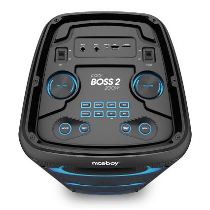 Niceboy PARTY Boss 2 - Boxă wireless LED cu microfon și funcție powerbank 200W/4500 mAh + telecomandă