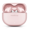 Niceboy Pins 4 - Căști wireless cu ANC, 400 mAh (carcasă) + 2 x 50 mAh (căști), IPX4, roz