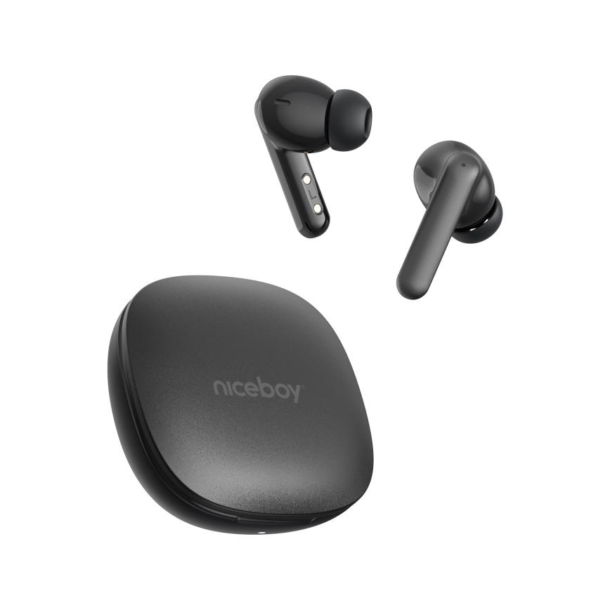 Niceboy Pins 4 PRO - Căști wireless cu ANC 380 mAh + 2x 35 mAh IP54 negru