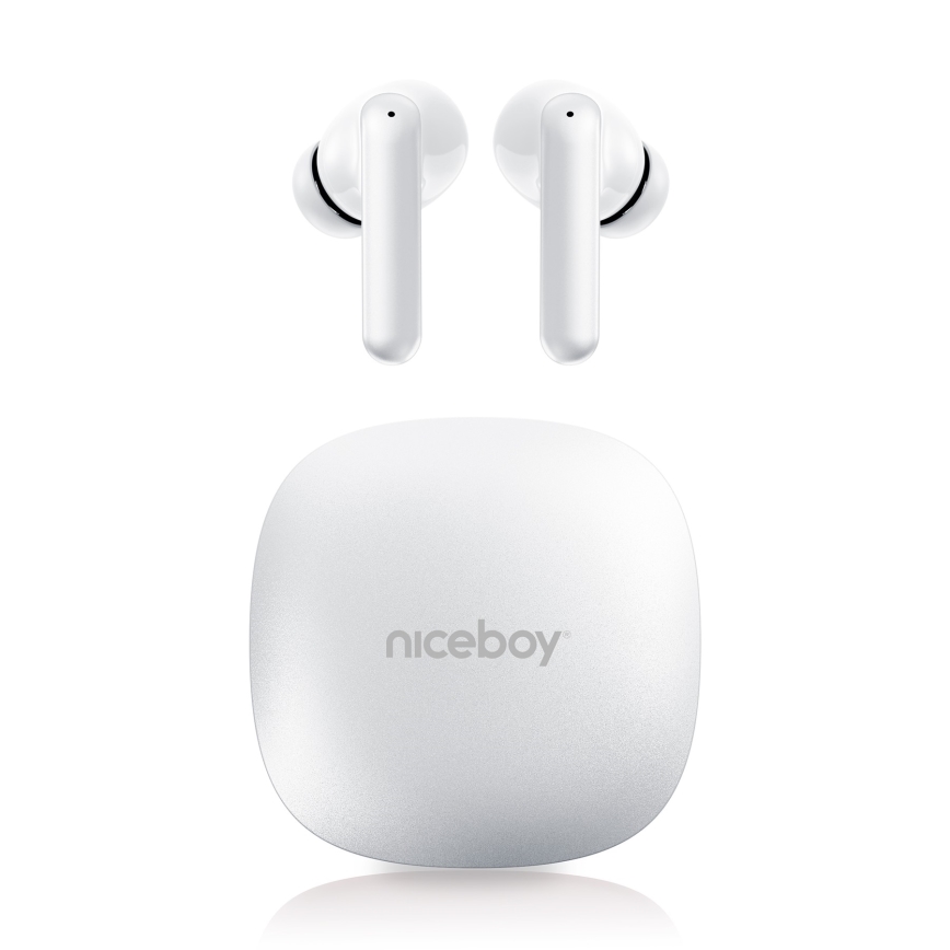 Niceboy Pins 4 PRO - Căști wireless cu ANC 380 mAh + 2x 35 mAh IP54 alb
