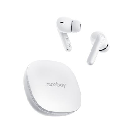 Niceboy Pins 4 PRO - Căști wireless cu ANC 380 mAh + 2x 35 mAh IP54 alb