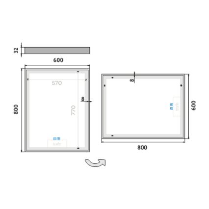 NIMCO ZP 13002VX - Oglindă LED de baie cu iluminare din spate, reglabilă, 41W/230V, 3000-6500K, 80x60 cm, IP44