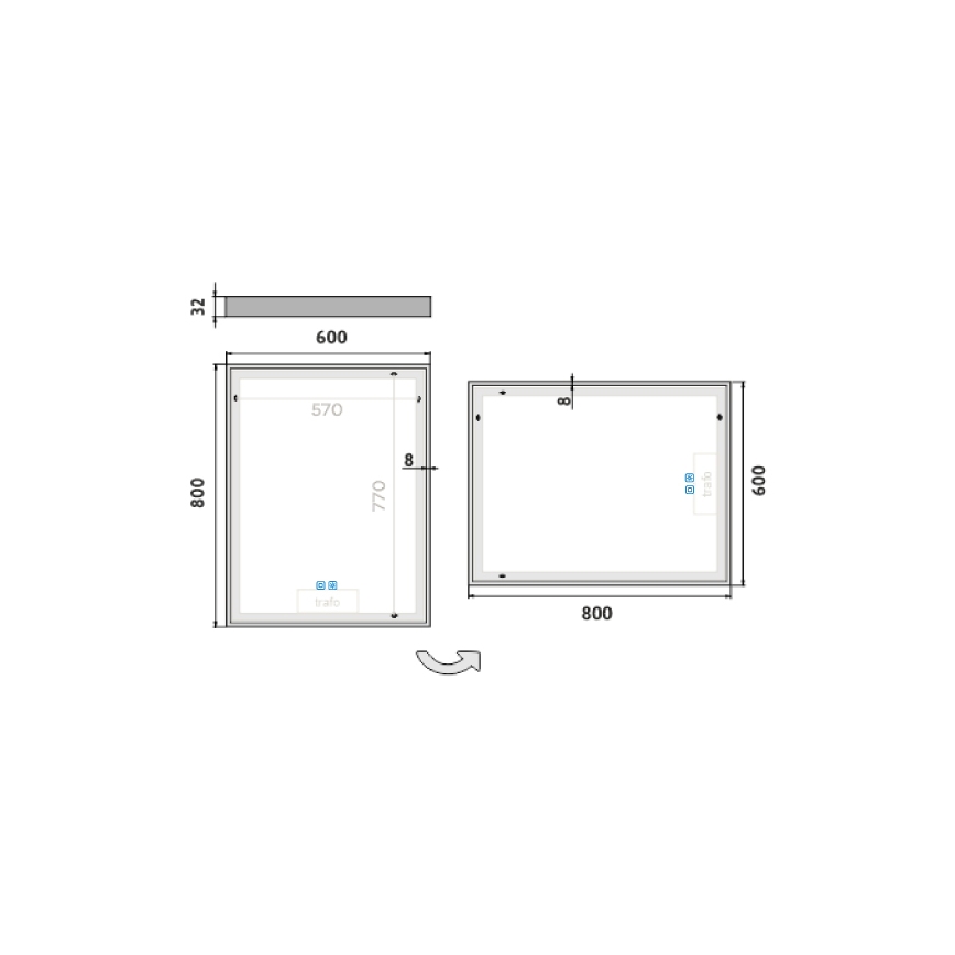 NIMCO ZP 13002VX - Oglindă LED de baie cu iluminare din spate, reglabilă, 41W/230V, 3000-6500K, 80x60 cm, IP44