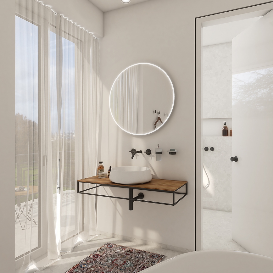 NIMCO ZP 26000R - Oglindă LED pentru baie cu iluminare din spate, 26W, 230V, 6500K, Ø 60 cm, IP44