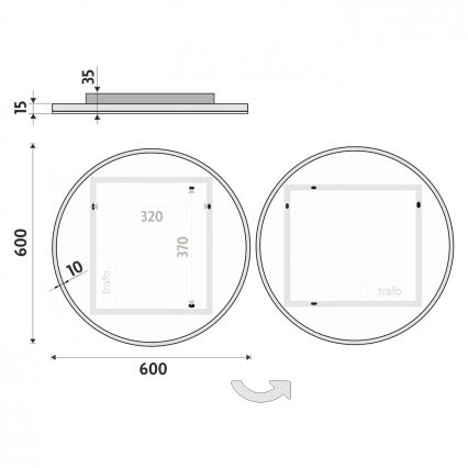 NIMCO ZP 26000R - Oglindă LED pentru baie cu iluminare din spate, 26W, 230V, 6500K, Ø 60 cm, IP44