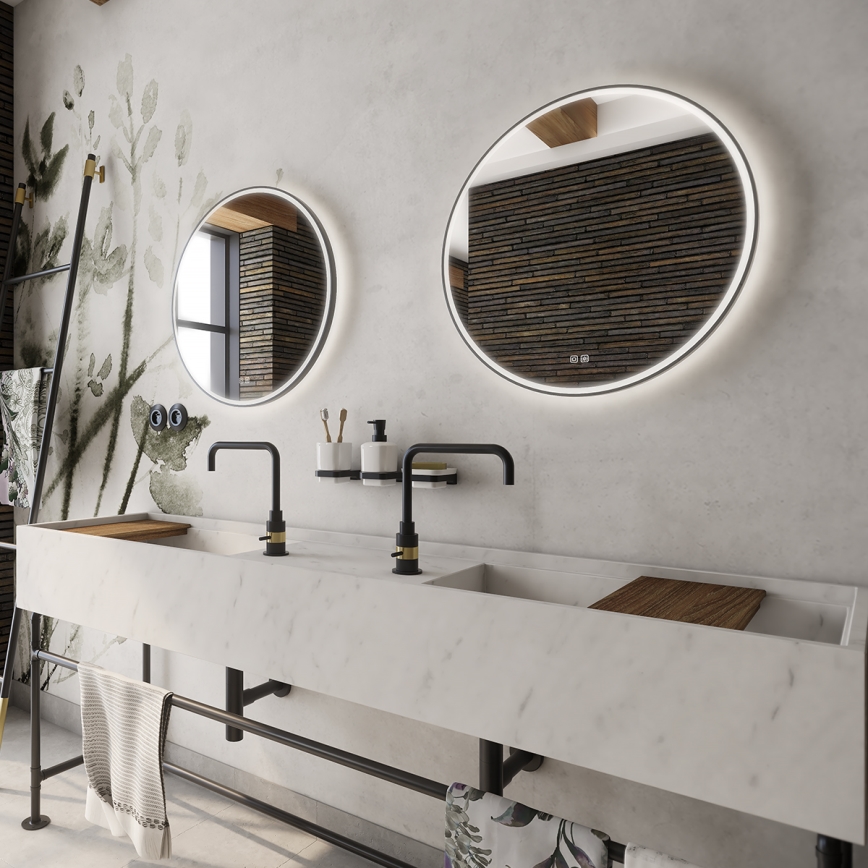 NIMCO ZPC 28000RVX-90 - Oglindă de baie LED retroiluminată, reglabilă, LED/26W/230V, 3000–6500K, Ø 60 cm, negru mat, IP44