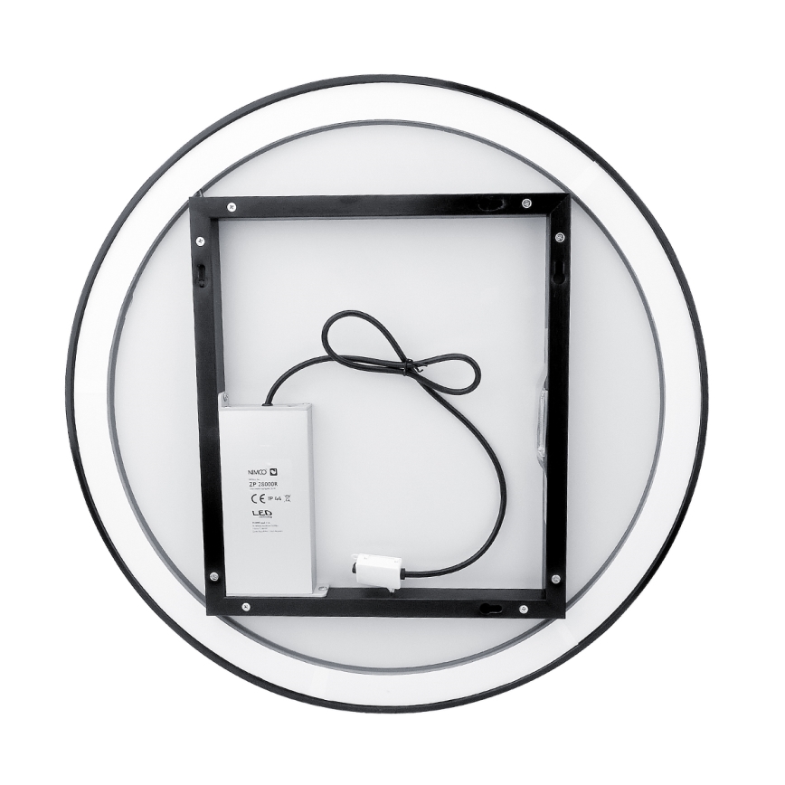 NIMCO ZPC 28000RVX-90 - Oglindă de baie LED retroiluminată, reglabilă, LED/26W/230V, 3000–6500K, Ø 60 cm, negru mat, IP44