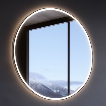 NIMCO ZPC 28001RVX-90 - Oglindă de baie cu iluminare LED din spate, cu reglare a intensității, LED/33W/230V, 3000-6500K, Ø 70 cm, negru mat, IP44