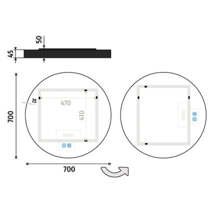 NIMCO ZPC 31001RVX-90 - Oglindă de baie cu iluminare LED dimabilă LED/22W/230V 3000-6500K Ø 70 cm negru mat IP44