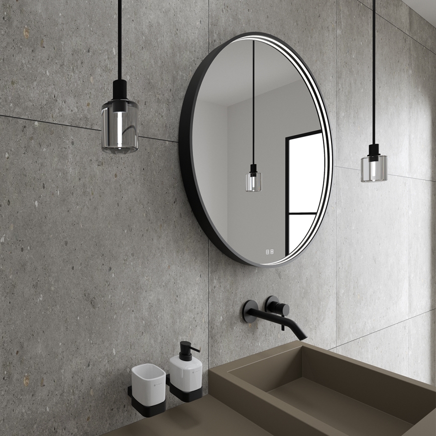 NIMCO ZPC 31002RVX-90 - Oglindă de baie LED dimmabilă, iluminare integrată LED/26W/230V 3000-6500K Ø 80 cm, negru mat IP44