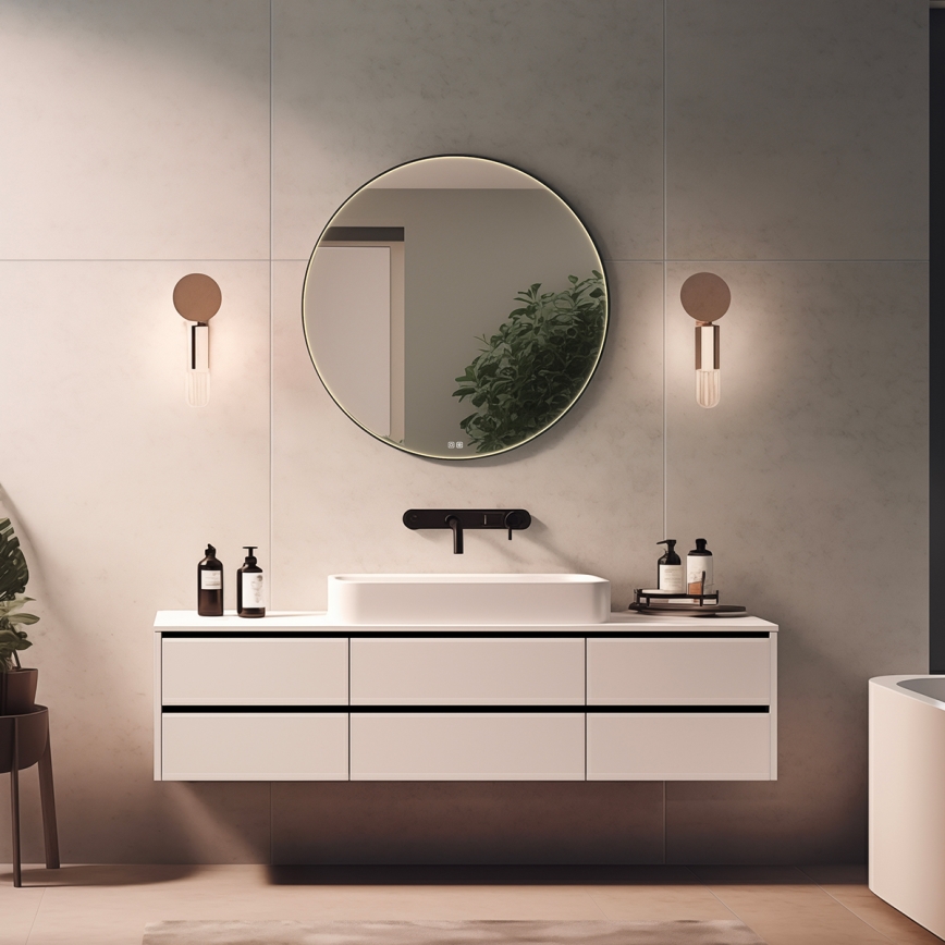 NIMCO ZPC 31002RVX-90 - Oglindă de baie LED dimmabilă, iluminare integrată LED/26W/230V 3000-6500K Ø 80 cm, negru mat IP44