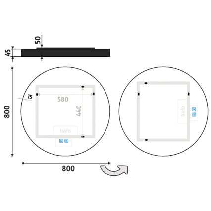 NIMCO ZPC 31002RVX-90 - Oglindă de baie LED dimmabilă, iluminare integrată LED/26W/230V 3000-6500K Ø 80 cm, negru mat IP44