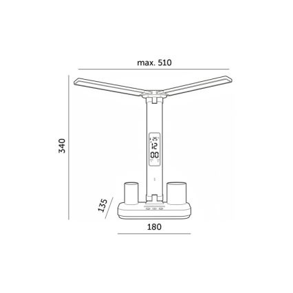 Lampă de birou LED reîncărcabilă cu reglare a intensității NOBLITE P LED/5W/5V 3000/4000/6000K 2200 mAh albă