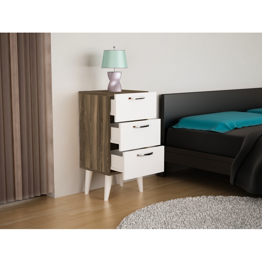 Noptieră BELLINI 80x40 cm maro/albă