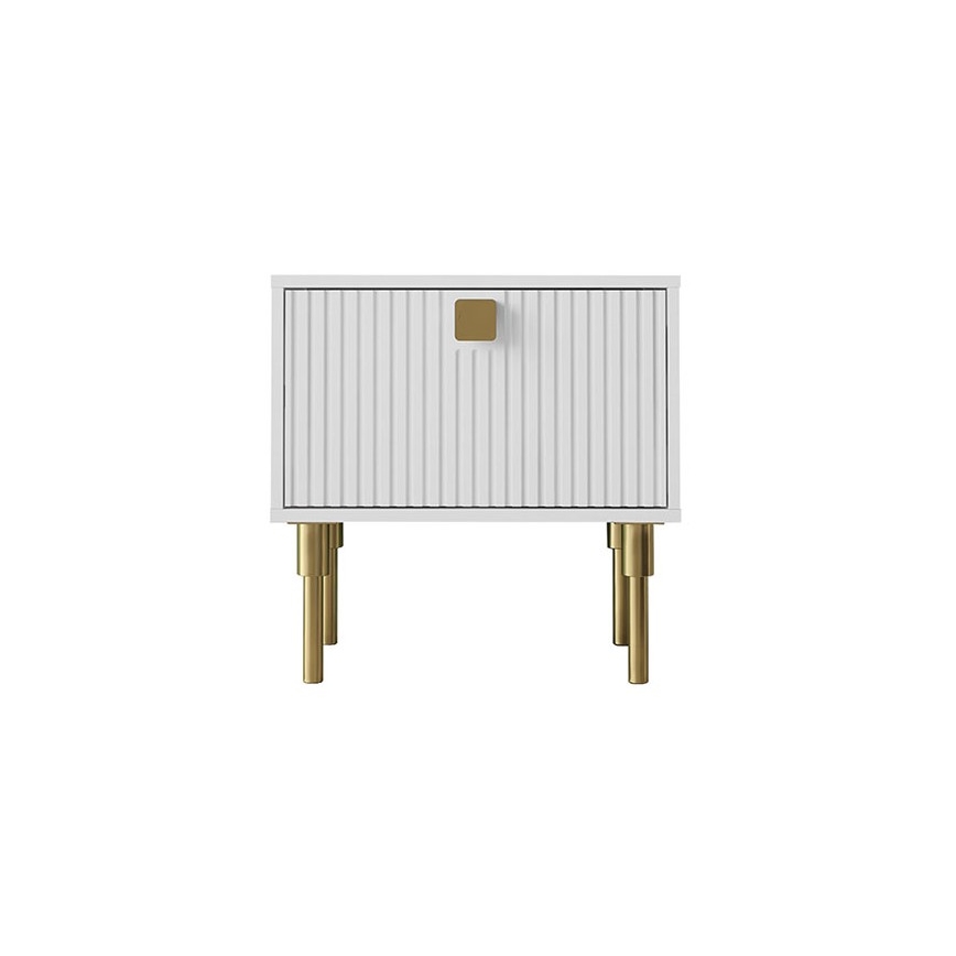 Noptieră DORSET 50x50 cm alb/auriu