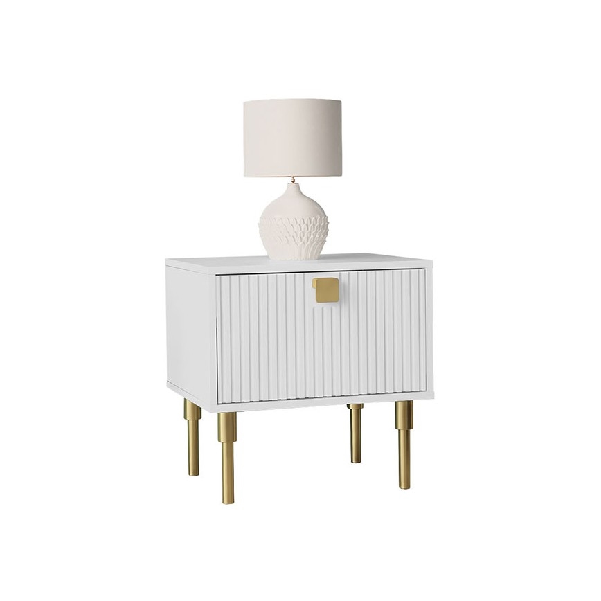 Noptieră DORSET 50x50 cm alb/auriu